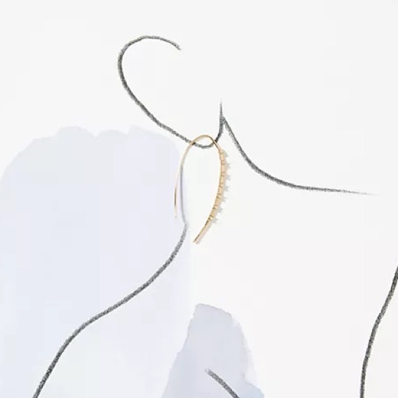 NWT Anthropologie Delicate Crystal-Hook Hoop Earrings - Picture 4 of 5